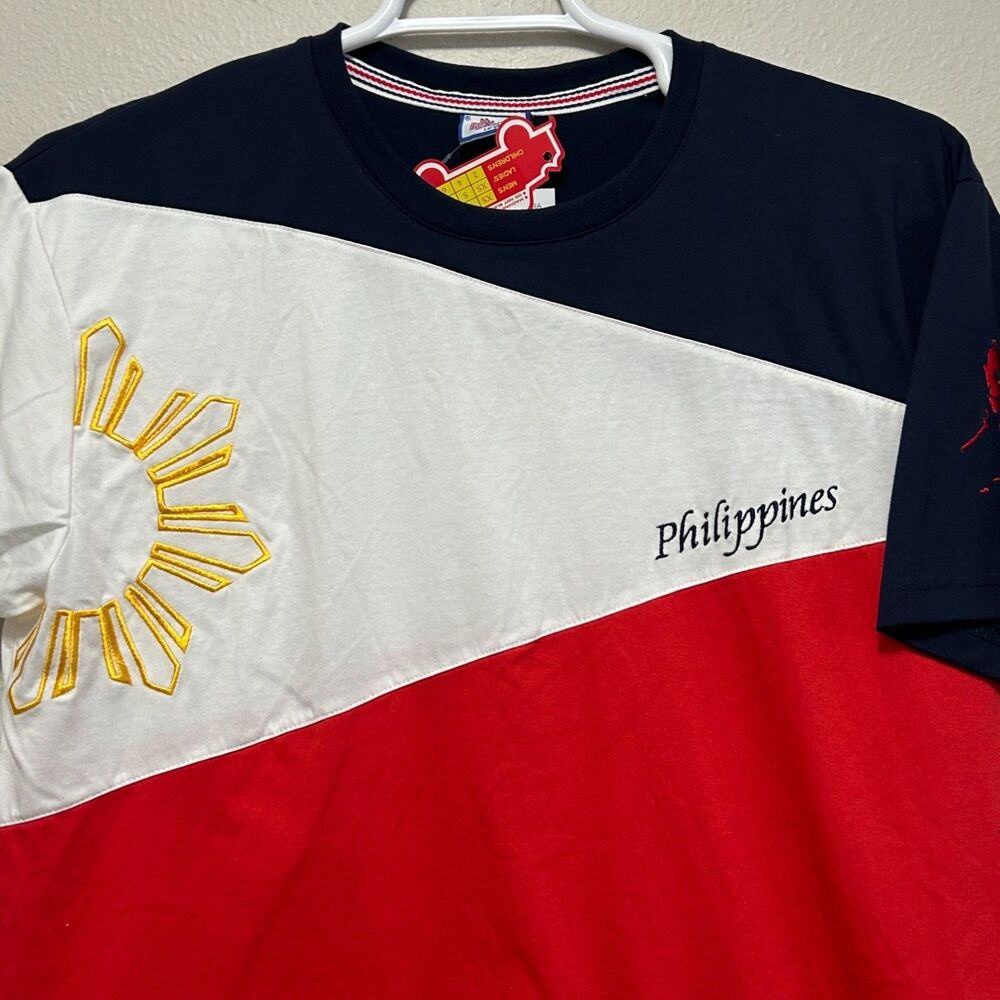 My Philippines T-Shirt Mens L Navy White Colorblock Crew Neck